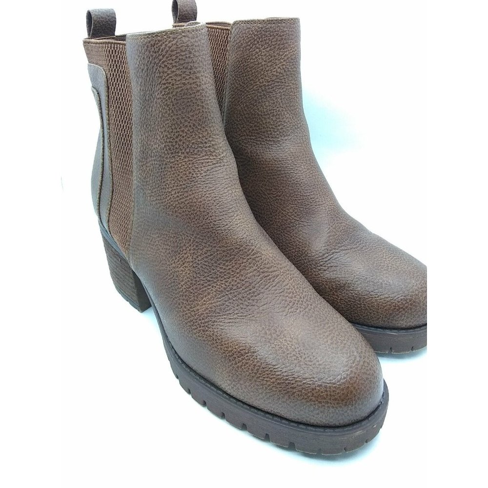 Mia Women Colten Pebbled Faux Leather Ankle Chelsea platform Boots Shoes sz 9.5